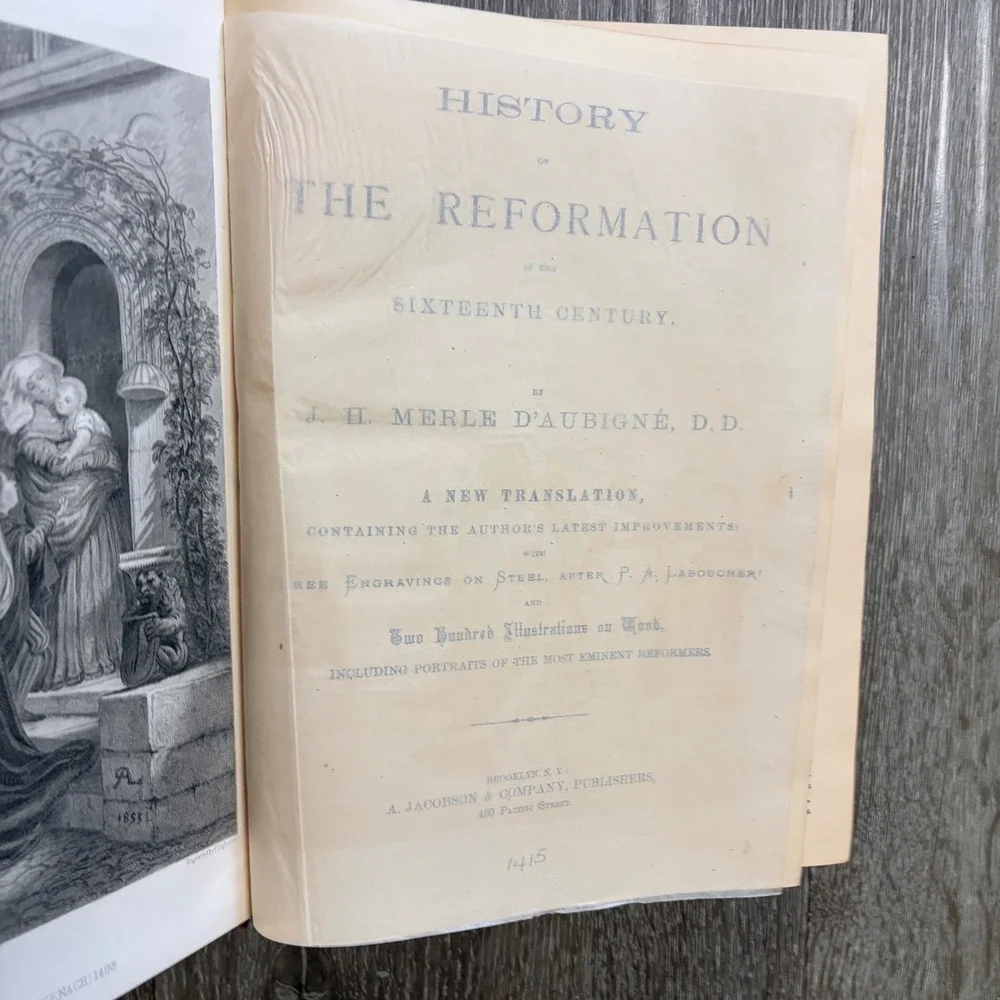 D'Aubigne's History of the Reformation Antique Hardcover Burgundy Gold Gilt Book